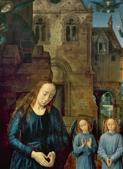 Christ Child Adored by Angels, Central panel of the Portinari Altarpiece (detail) by Hugo van der Goes